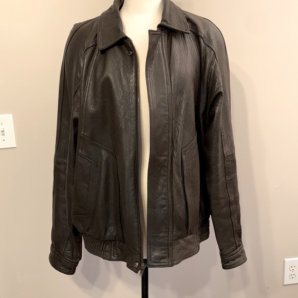 Vintage mens Greg Bell leather bomber jacket - Picture 1 of 11